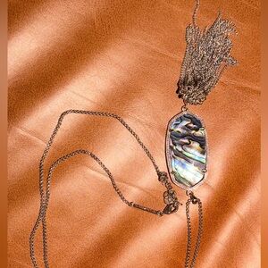 Kendra Scott Rayne Silver Abalone Long Pendant